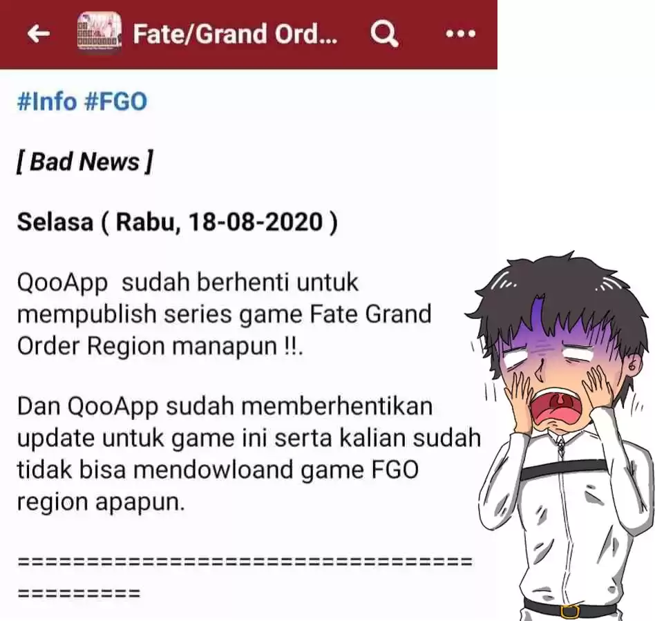 QooApp Tidak Bisa Lagi Download FGO