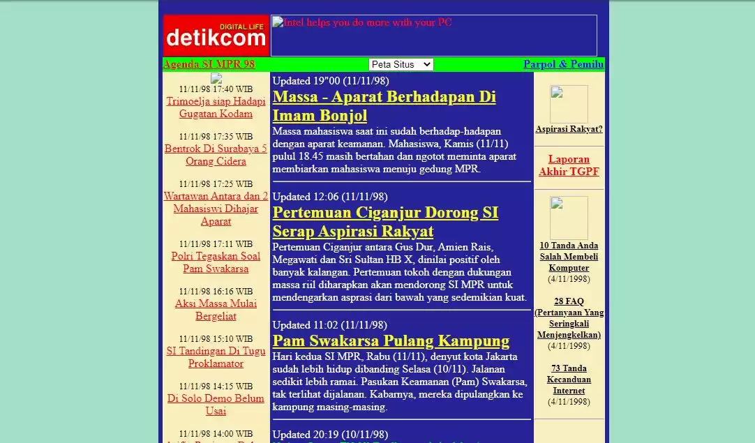 Ini Penampakan Situs Portal Berita Indonesia Saat Pertama Kali Diluncurkan, Simple Banget!