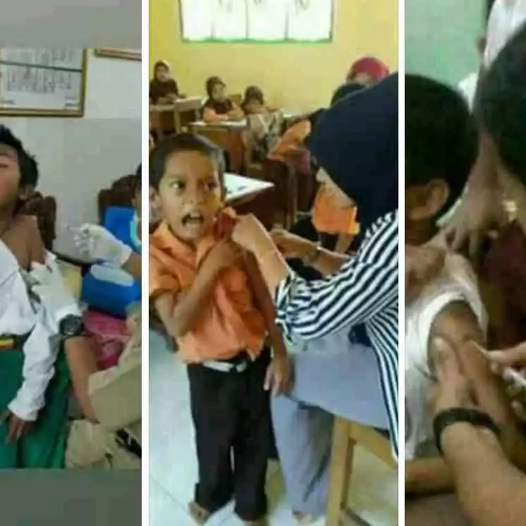 Ngakak Banget! Potret Ekspresi Siswa yang Sedang Menjalani Proses Vaksin di Sekolah