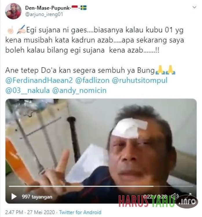 Parah Eggi Sudjana Masuk Rumah Sakit Malah dibully Netizen